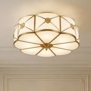 Đèn ốp trần đồng, mặt kính nghệ thuật OCD-005
