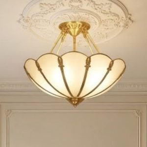 Đèn ốp trần đồng, mặt kính nghệ thuật OCD-006