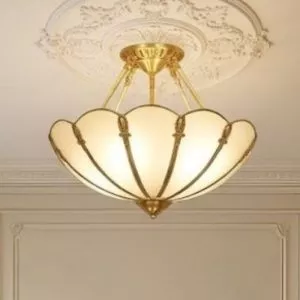 Đèn ốp trần đồng, mặt kính nghệ thuật OCD-006