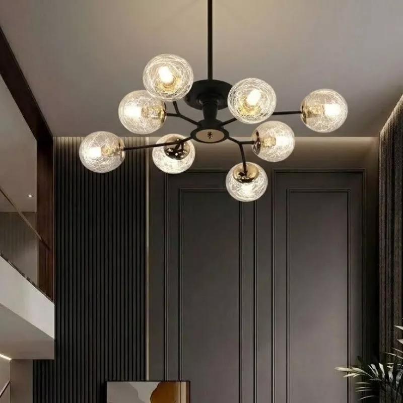 Đèn gắn trần phòng khách-bàn ăn hiện đại 8 chao thủy tinh DC-147