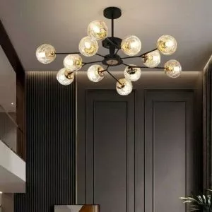 Đèn gắn trần Phòng Khách-Bàn Ăn 12 chao thủy tinh hiện đại DC-148