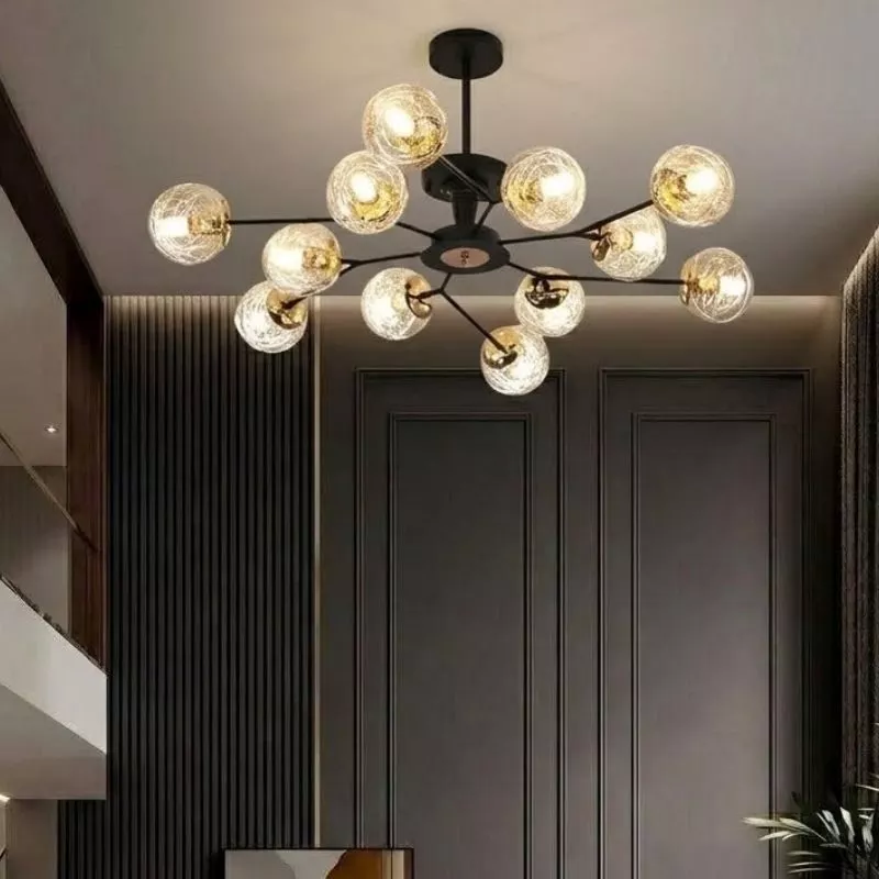 Đèn gắn trần Phòng Khách-Bàn Ăn 12 chao thủy tinh hiện đại DC-148