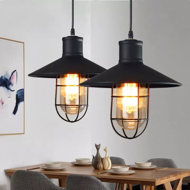 Đèn thả chụp sắt phối chao thủy tinh TDC-13 - Hình ảnh 3