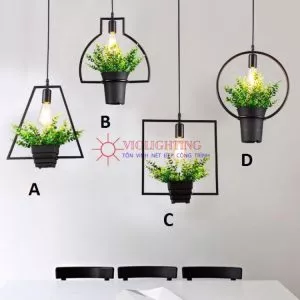 Đèn thả decor – khung sắt, trồng cây giá rẻ TDC-23