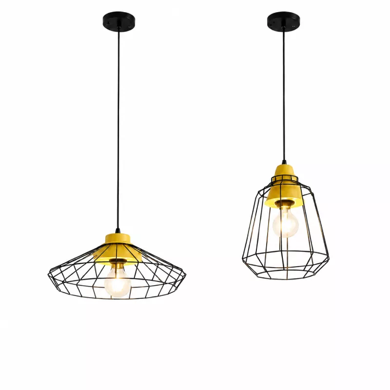 Đèn thả lồng lưới sắt đui giả gỗ TDC-308 - Hình ảnh 2
