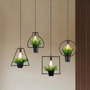Đèn thả decor – khung sắt, trồng cây giá rẻ TDC-23