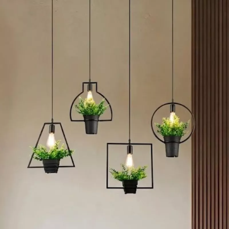 Đèn thả decor - khung sắt, trồng cây giá rẻ TDC-23