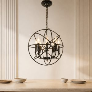 Đèn thả decor – phong cách cơ khí, hình quả cầu sắt nghệ thuật TDC-09