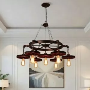 Đèn thả decor – phong cách cơ khí, thiết bánh răng gỗ độc đáo TDC-112