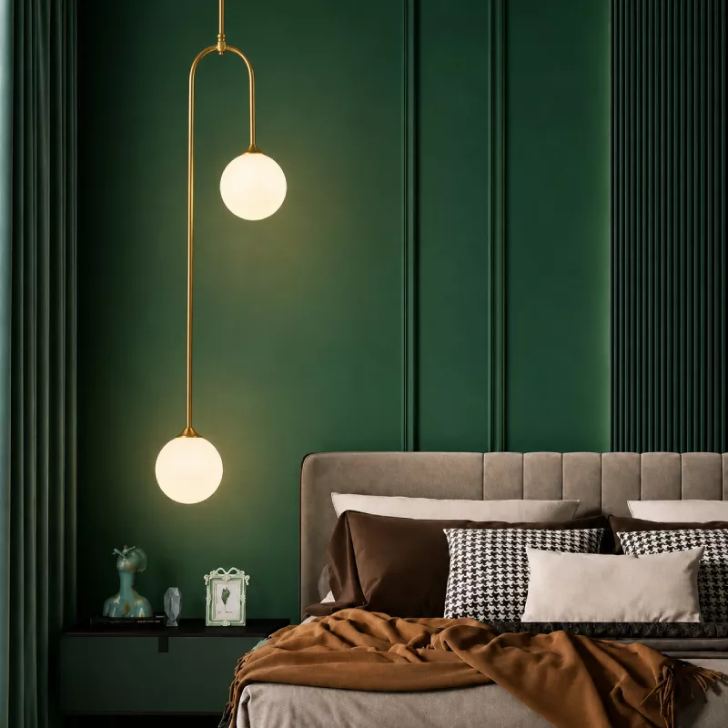 Đèn thả decor - phong cách moonlight, khung kim loại si vàng đồng, treo đứng TDC-154