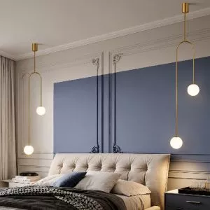 Đèn thả decor – phong cách moonlight, khung kim loại si vàng đồng, treo đứng TDC-154