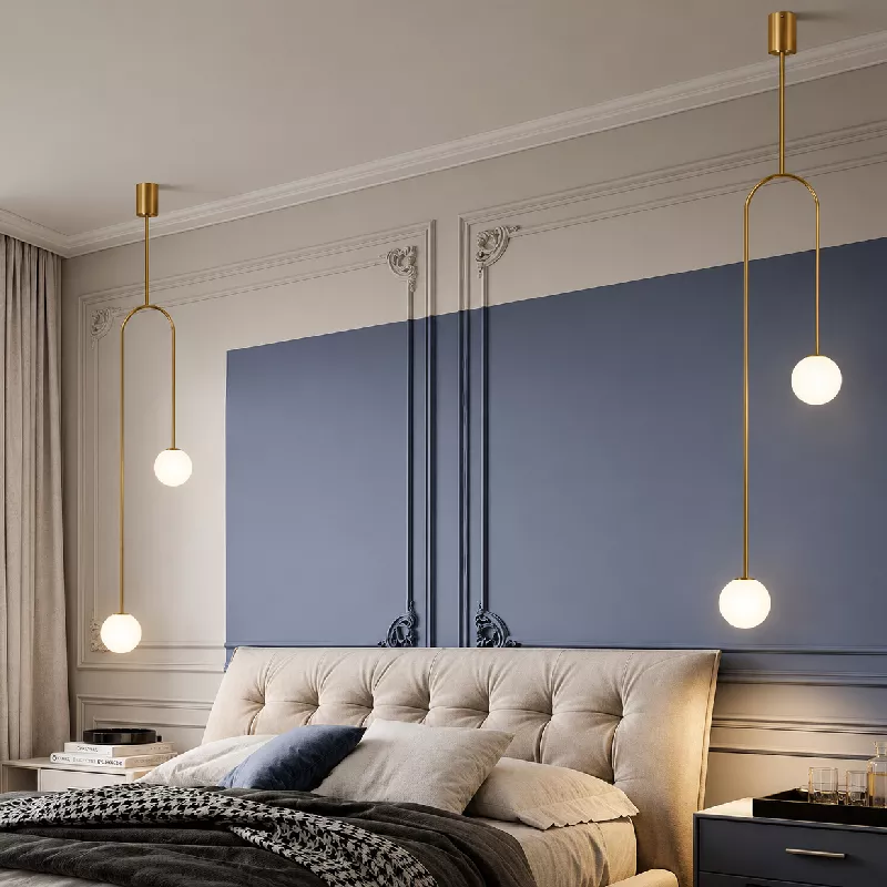 Đèn thả decor - phong cách moonlight, khung kim loại si vàng đồng, treo đứng TDC-154 - Hình ảnh 2