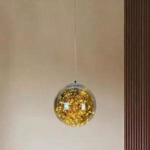 Đèn thả decor – quả cầu thủy tinh đom đóm, màu khói TDC-170