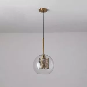 Đèn thả quả cẩu thủy tinh, phối lồng sắt hình tổ ông TDC-184