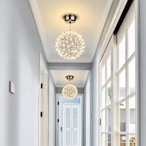 Đèn thả decor – thiết kế quả cầu tuyết màu Inox TDC-95
