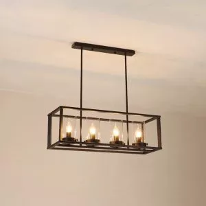 Đèn thả decor - thiết kế khung kim loại kiểu ngang, chao thủy tinh nghệ thuật TDC-109