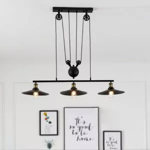 Đèn thả decor – thiết kế khung ngang, chụp sắt 3 bóng nghệ thuật TDC-82