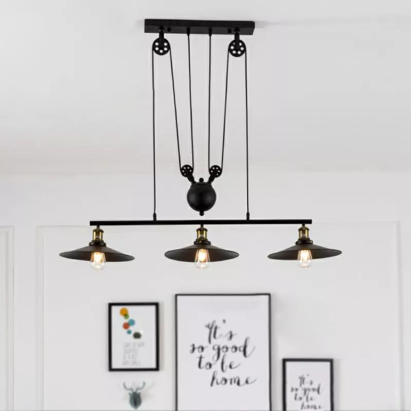 Đèn thả decor - thiết kế khung ngang, chụp sắt 3 bóng nghệ thuật TDC-82