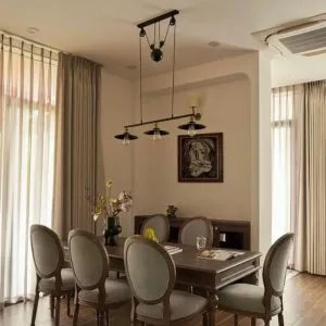 Đèn thả decor – thiết kế khung ngang, chụp sắt 3 bóng nghệ thuật TDC-82