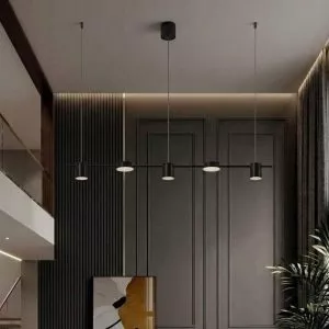 Đèn thả decor – thiết kế kiểu ngang-màu đen 5 bóng LED TDC-178D
