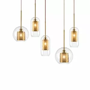 Đèn thả decor – thủy tinh hình trụ, phối lồng sắt cao cấp TDC-1840