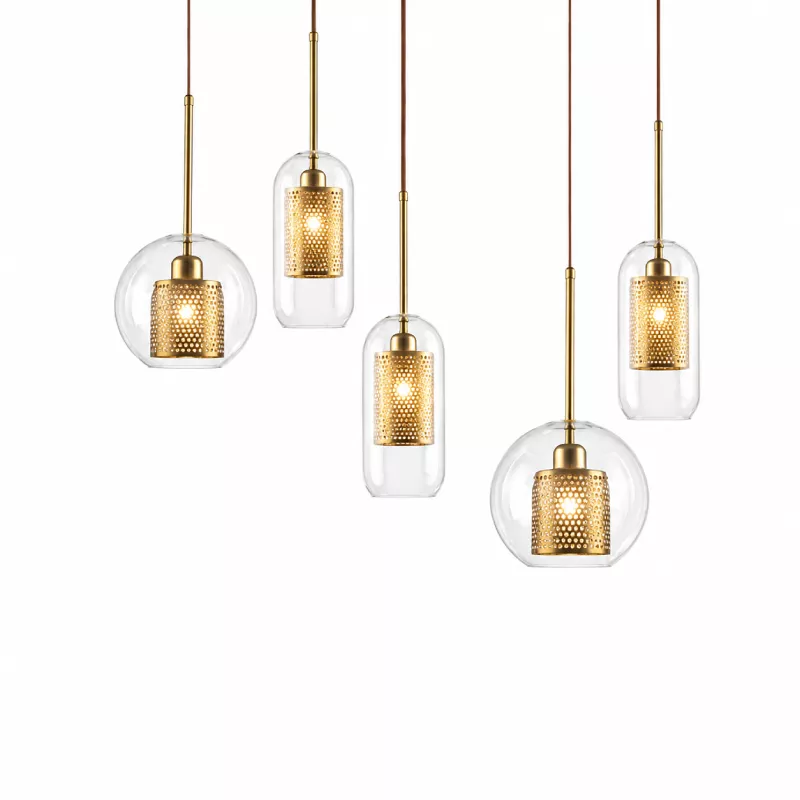 Đèn thả decor - thủy tinh hình trụ, phối lồng sắt cao cấp TDC-1840 - Hình ảnh 2
