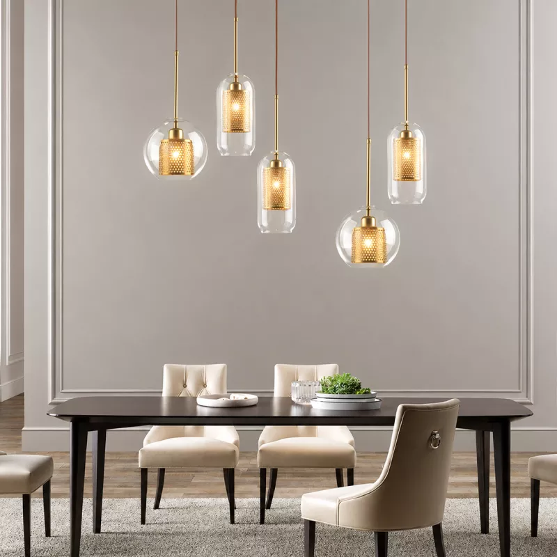 Đèn thả decor - thủy tinh hình trụ, phối lồng sắt cao cấp TDC-1840 - Hình ảnh 3