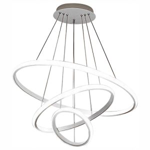 Đèn thả hiện đại, led 3 vòng, thân trắng, vàng cao cấp DT-47