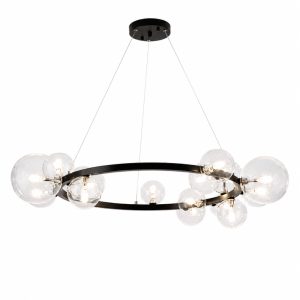Đèn thả hiện đại – thiết kế vòng tròn, phối quả cầu thủy tinh tròn nghệ thuật DT-39