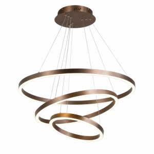 Đèn thả LED 3 vòng mika màu Cafe DT-02