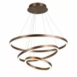 Đèn thả LED 3 vòng mika màu Cafe DT-02