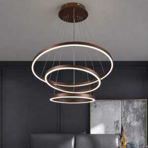 Đèn thả LED 3 vòng mika màu Cafe DT-02