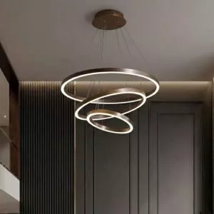 Đèn thả LED 3 vòng mika màu Cafe TDC-217