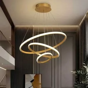 Đèn Thả LED 3 Vòng, thân vàng xước – Giá Rẻ TDC-188V