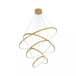 Đèn thả Led 5 vòng, thân inox vàng bóng DT-48