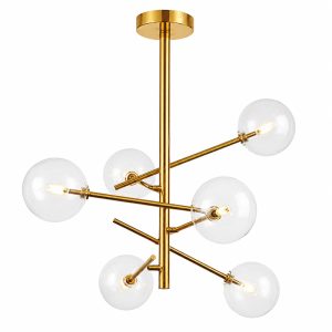 Đèn thả phong cách Bắc Âu, 6 chao thủy tinh DT-56