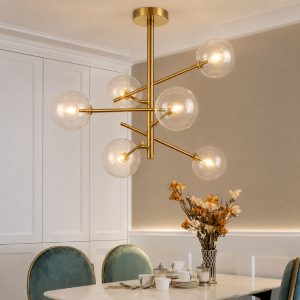 Đèn thả phong cách Bắc Âu, 6 chao thủy tinh DT-56