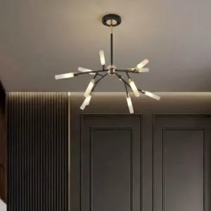 Đèn gắn trần phòng khách-bàn ăn, 12 ống thủy tinh nghệ thuật DC-137