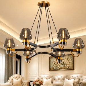 Đèn thả phòng khách, phong cách Bắc Âu,  khung kim loại phối chao thủy tinh nghệ thuật TDC-223