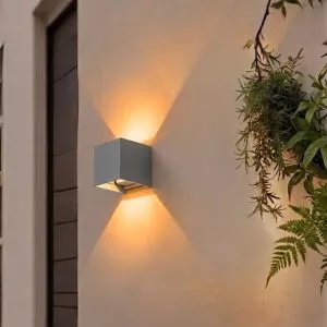 Đèn tường Led hiện đại ngoài trời, hắt 2 đầu, thiết kế khối vuông VNT-322