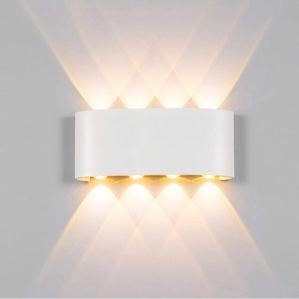 Đèn tường Led hiện đại ngoài trời, hắt 8 tia, thiết kế khối bầu VNT-336