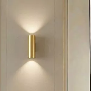 Đèn tường trong nhà, kim loại si vàng đồng cao cấp, hình trụ GT-231