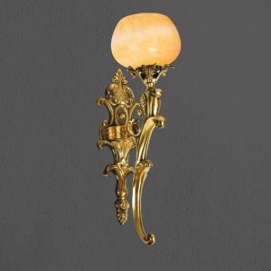 Đèn vách đồng nguyên chất thiết kế tay nến, chao đá cẩm thạch VD-193
