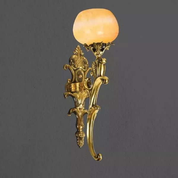Đèn vách đồng nguyên chất thiết kế tay nến, chao đá cẩm thạch VD-193 - Hình ảnh 2