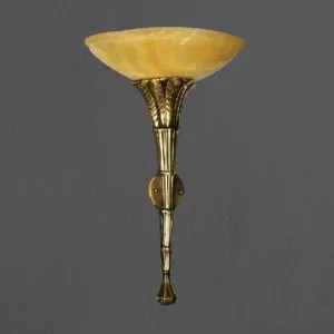 Đèn vách đồng nguyên chất thiết kế tay nến, chao đá cẩm thạch VD-198