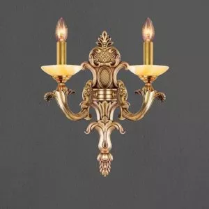 Đèn vách đồng nguyên chất thiết kế tay nến, chao đá cẩm thạch VD-218