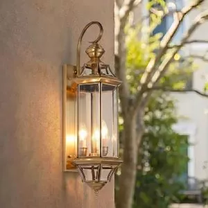 Đèn gắn tường ngoài trời, kim loại đồng phối kính trong VD-102