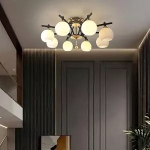 Đèn chùm phòng khách-bàn ăn, chao thủy tinh nghệ thuật DC-2107