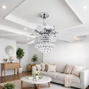 Quạt trần đèn, 5 cánh nhựa, phối khung phale cao cấp QT-131