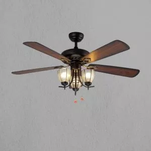 Quạt trần đèn,5 cánh gỗ, thiết kế cổ điển QT-130